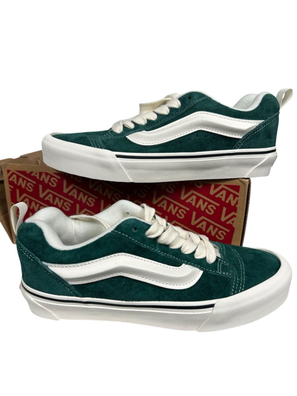 Vans Knu Skool Shoes Green Pig Suede 90s Low Top Skate Sneakers Unisex 7M/W8.5